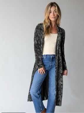 NWT Natural Life green velvet long jacket/blazer